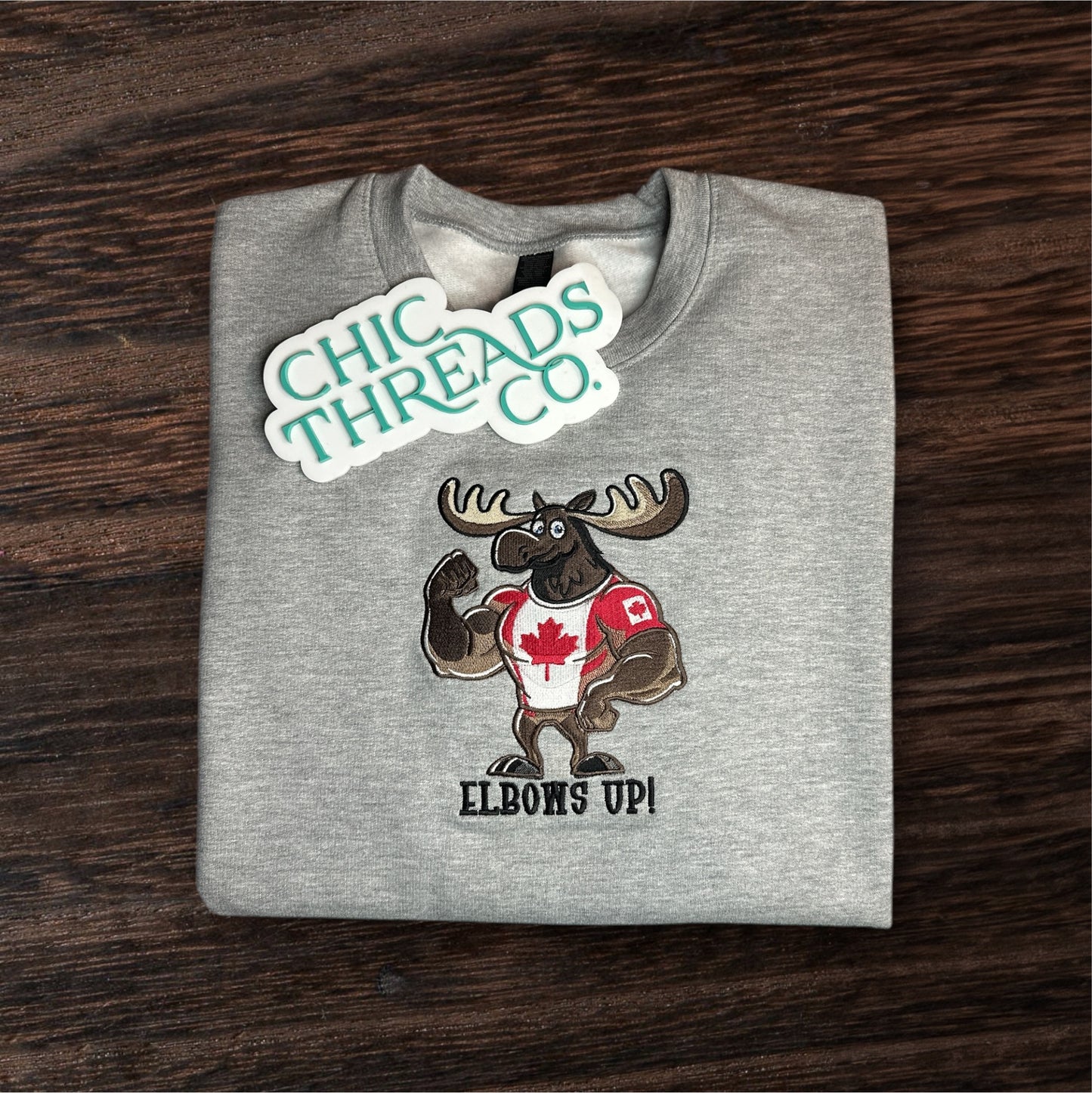 Custom Elbows Up Moose Sweater