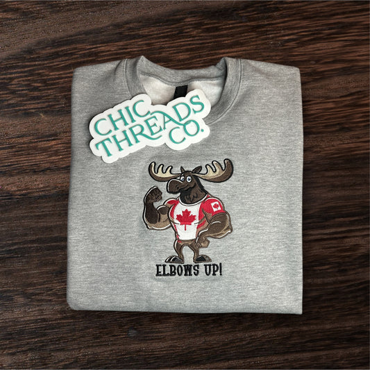 Custom Elbows Up Moose Sweater